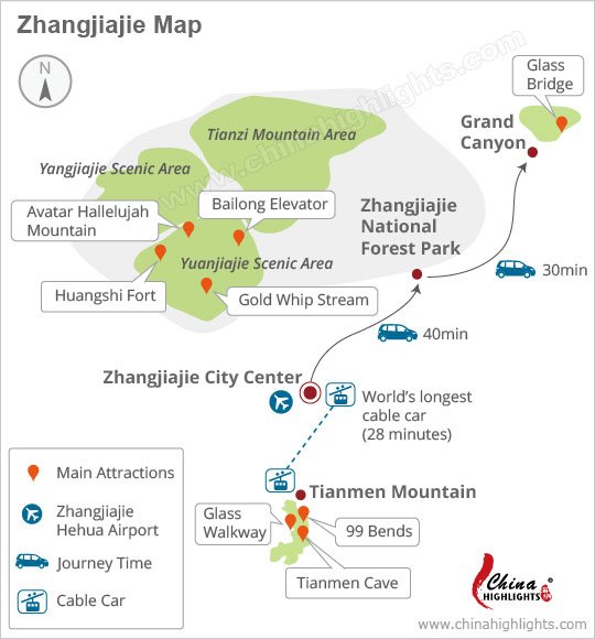 Mappa di Zhangjiajie